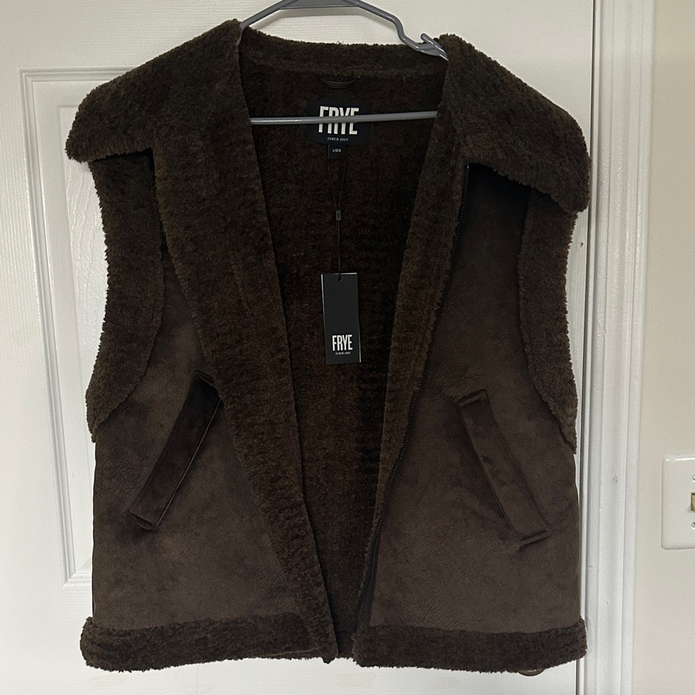 Frye Dark Brown Shearling Vest